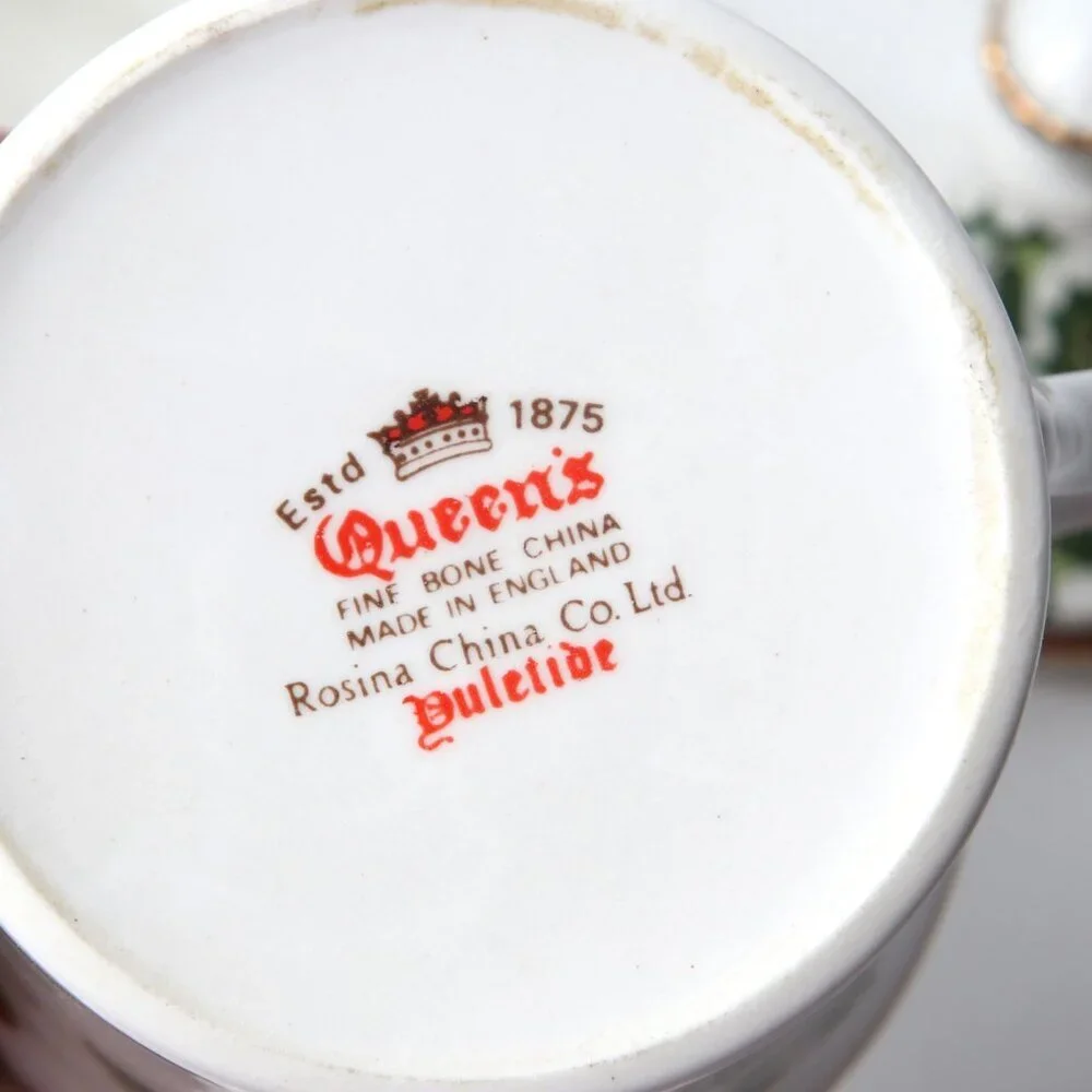 Vintage Queens Rosina Yuletide Christmas Tea Coffee Mug Creamer Sugar Bowl China - Picture 6 of 10